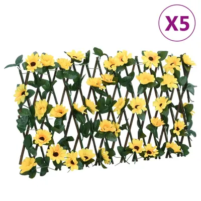 vidaXL Spalier iederă artificială extensibil, 5 buc. galben, 180x20 cm