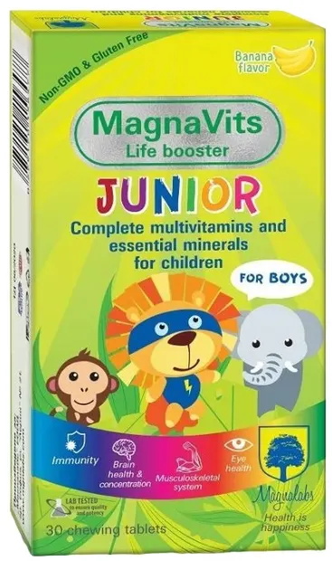 MagnaVits Junior pentru băieți, 30 comprimate masticabile, Magnalabs