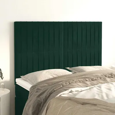 vidaXL Tăblie de pat verde închis 144x5x118/128 cm catifea