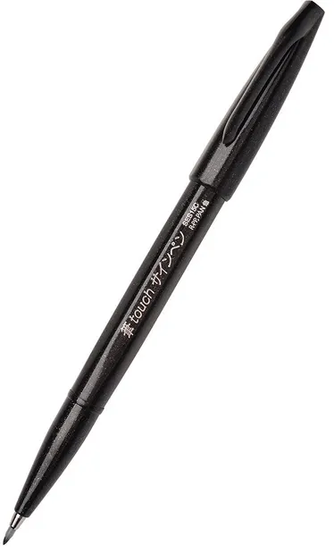 Marker pensula Pentel Sign Pen - SES15C, negru