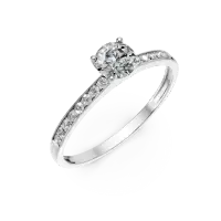 Inel de logodna solitaire pave din aur alb cu zirconii
