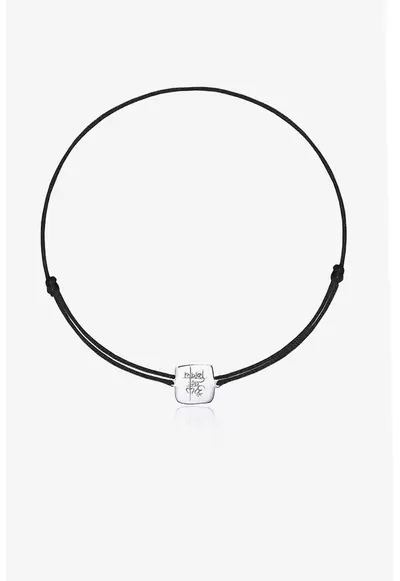 Bratara ajustabila cu talisman de aur de 14K - Negru/Argintiu