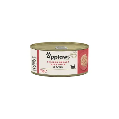APPLAWS Piept, Pui și Rață, conservă hrană umedă pisici, (în supă), 70g