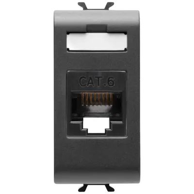 Priza de date UTP RJ45 CAT.6 1 modul Gewiss Chorus GW12423, negru satin