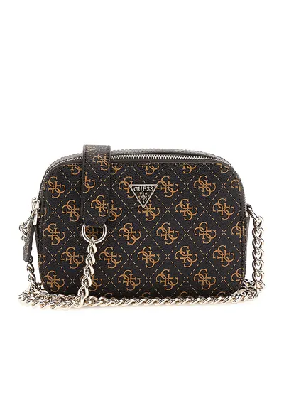 Geanta crossbody cu model monograma - Negru/Caramel