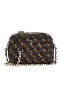 Geanta crossbody cu model monograma - Negru/Caramel