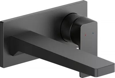Baterie lavoar Duravit Manhattan MH1070004046, montare pe perete, marime L, cartus ceramic, 205 mm, necesita valva, Negru mat