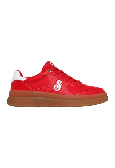 Pantofi sport de piele Courtside Cali Dudez - Alb/Rosu vermillion