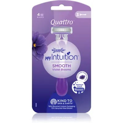 Wilkinson Sword My Intuition Quattro aparat de ras de unică folosință Violet Blooms 3 buc