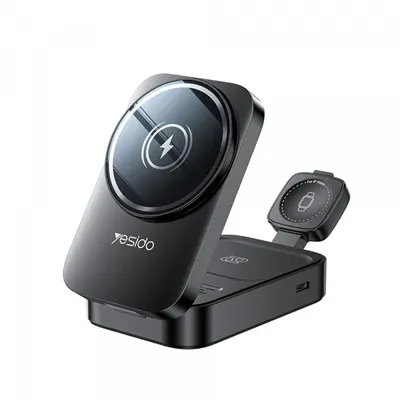 Incarcator Retea Wireless Yesido DS27 3in1, 15W, 1.67A, Negru