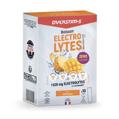 Băutură electroliți Overstims exotic (zero calorii) - pachet 10 pliculețe x 8 g