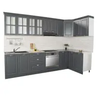 Set bucatarie SQUARE COLT 300x140 cm, 11 corpuri, blat termorezistent, fronturi MDF, antracit
