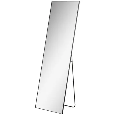 HOMCOM Oglindă Verticală din Metal, 50x2x161.5 cm, Negru | Aosom Romania