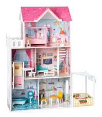 Casă de păpuși cu 3 etaje, lift și mobilier, Malibu