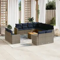 Gossi set mobilier de gradina cu perne, 12 piese, gri, poliratan