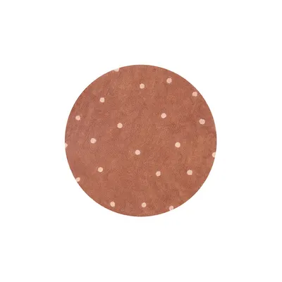 Covor pentru copii cărămiziu lavabil/țesut manual din bumbac ø140 cm Round Dot Chestnut – Lorena Canals