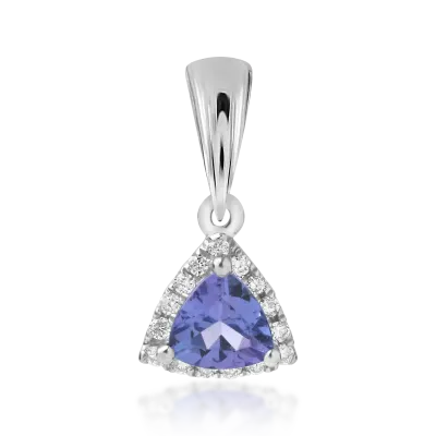 Pandantiv din aur alb cu tanzanit triangle de 0.46ct si diamante de 0.08ct