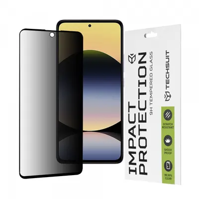 Folie de protectie Ecran Privacy Techsuit pentru Xiaomi Redmi Note 14 4G (Regional) / Note 14 5G, Sticla Securizata, Full Glue, 111D