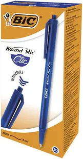Set de pixuri BIC Round Stic - Clic, albastru, 20 buc