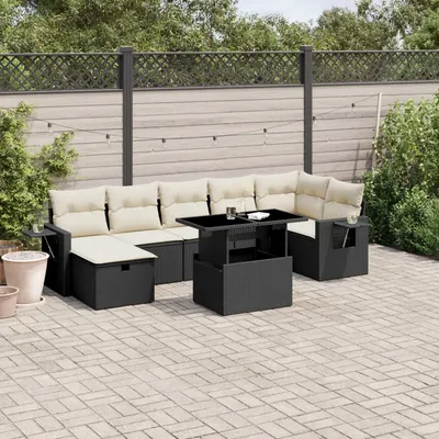 Gossi set mobilier de gradina cu perne, 8 piese, negru, poliratan