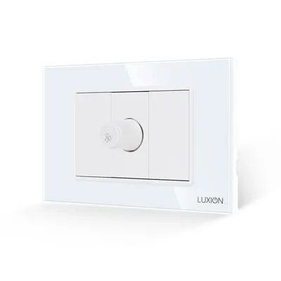 Comutator Pentru Ventilator 1M si 2 Taste False LUXION cu Rama din Sticla, Standard Italian, 3M