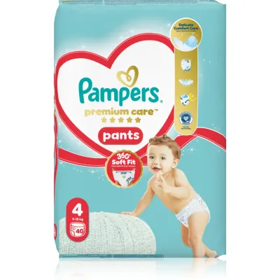 Pampers Premium Care Pants Size 4 scutece de unică folosință tip chiloțel 9-15 kg 40 buc