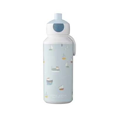 Sticlă pentru copii albă/albastru-deschis din plastic 400 ml Sailors Bay by Little Dutch – Mepal