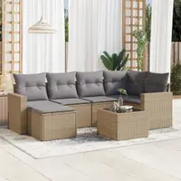 Gossi set canapele de gradina, 7 piese, cu perne, bej, poliratan