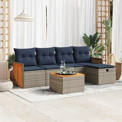Gossi set mobilier gradina cu perne, 6 piese, gri, poliratan