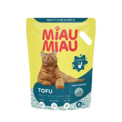Asternut igienic pentru pisici Miau Miau Tofu Baby Powder 6L