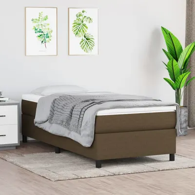 vidaXL Cadru de pat cu arcuri, maro închis, 100x200 cm, textil
