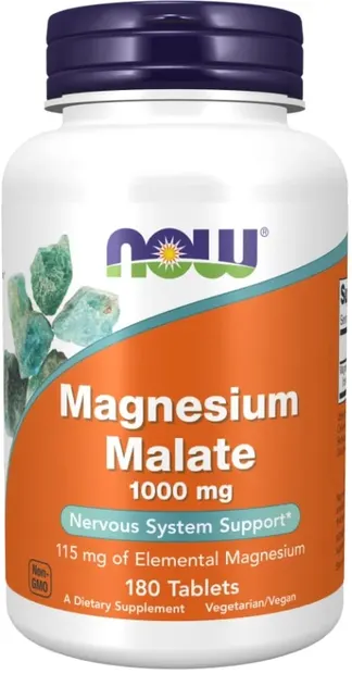 Magnesium Malate, 1000 mg, 180 tablete, Now