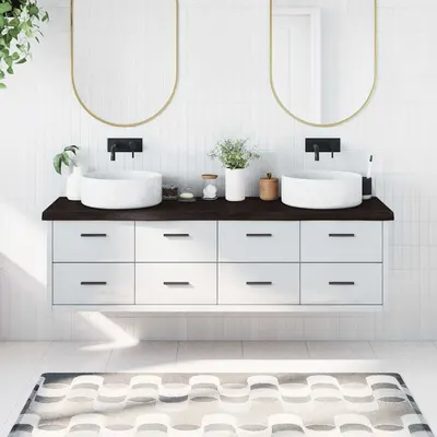 vidaXL Blat de baie, maro închis, 180x60x(2-6) cm, lemn masiv tratat