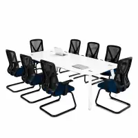 Set Noble Line &amp; Novaire - Masa de conferinta din sticla securizata si Scaun de birou ergonomic