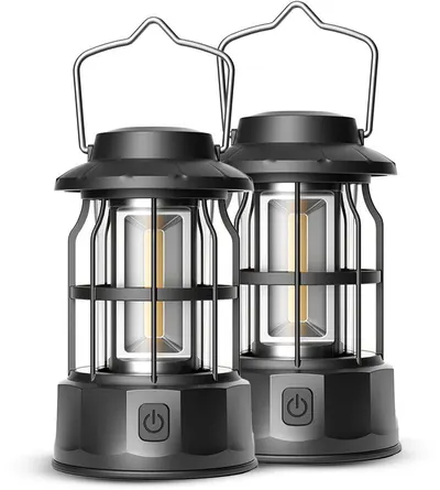 Lampă de camping 2 bucăți neagră