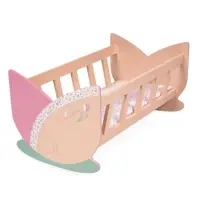 Patut leagan pentru papusi, din lemn, cu saltea reversibila inclusa, DeCuevas, Tulipe, Roz
