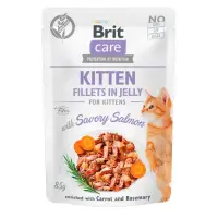 Hrana umeda pentru pisici Brit Care Kitten Fillets in Jelly cu somon 85 gr
