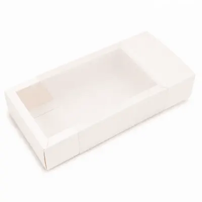 Cutie din hârtie cu fereastră mată - alb (set 50 buc) - 20x12x6cm