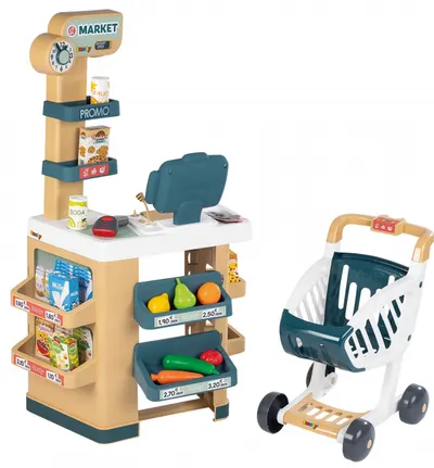 Smoby Set de jucării - Supermarket cu coș de cumpărături