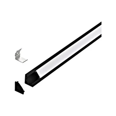 LED-Stripe Corner Profile with opal Cover black IP20 2000mm
