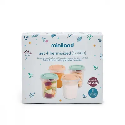 Set 4 recipiente ermetice pentru stocare hrana Dreamland 250 ml