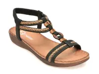 Sandale RIEKER negre, V7564, din piele ecologica