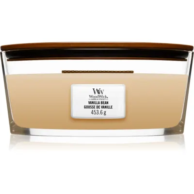 Woodwick Vanilla Bean lumânare parfumată cu fitil din lemn (hearthwick) 453.6 g
