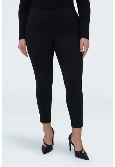 Pantaloni crop cu talie inalta - Negru