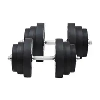 HOMCOM Set Haltere pentru Antrenament Acasă, Tuburi de Oțel și Plastic, Echipament Fitness, Negru | Aosom Romania