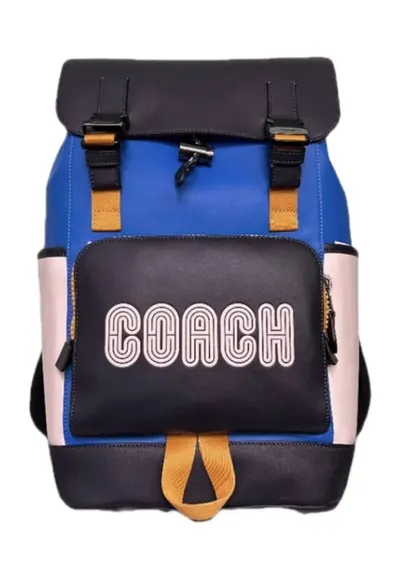 Rucsac din piele ecologica cu design colorblock Track - 27x12x47 cm