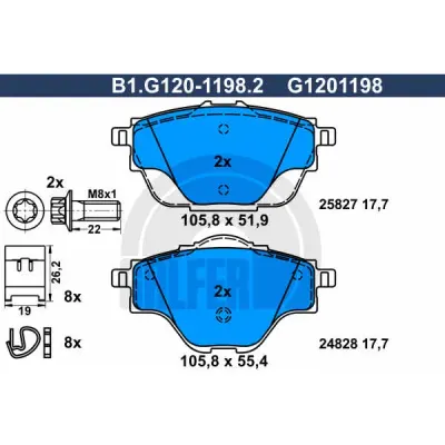 Set placute frana, frana disc GALFER B1.G120-1198.2
