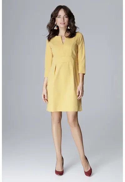 Rochie L004 - galben - poliester si viscoza