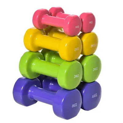 HOMCOM Set de 8 Gantere de 20 kg cu design Hexagonal din Oțel Și PU, Multicolor