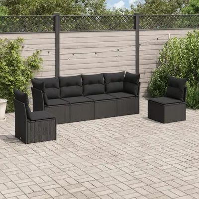 Gossi set mobilier de gradina cu perne, 6 piese, negru, poliratan